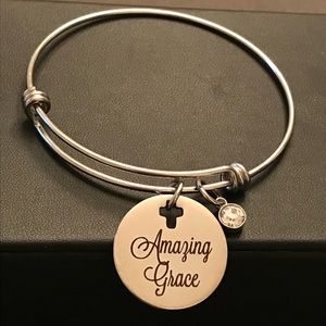 Amazing grace charm bangle bracelet